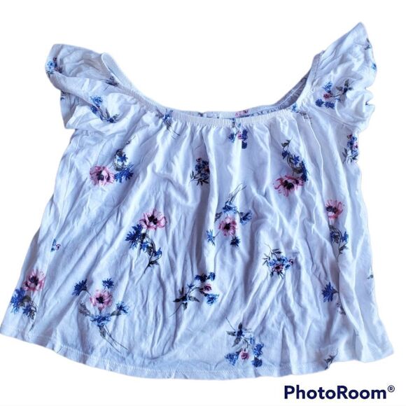 Garage off Shoulder Floral Crop Top Small - Picture 1 of 3